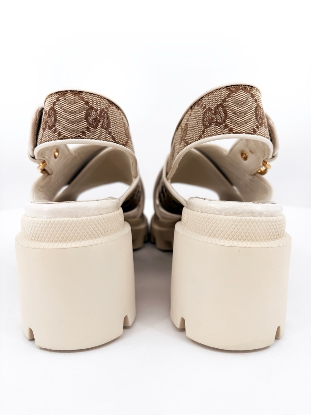 GUCCI GG Supreme Lug Sole Platform Crossover Sandals Cream 38 - Picture 11 of 16